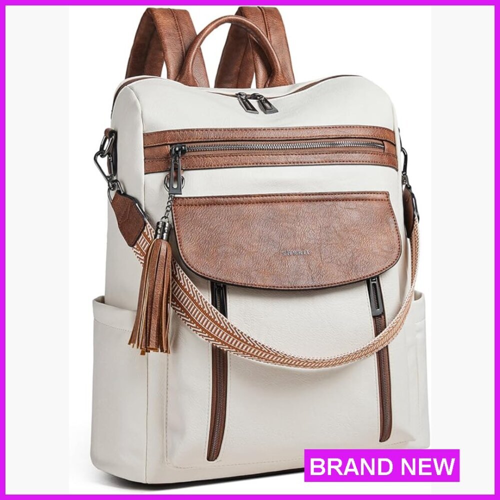 Leather Laptop Backpack Professional Water-Resistant Daypack Travel Work Casual
